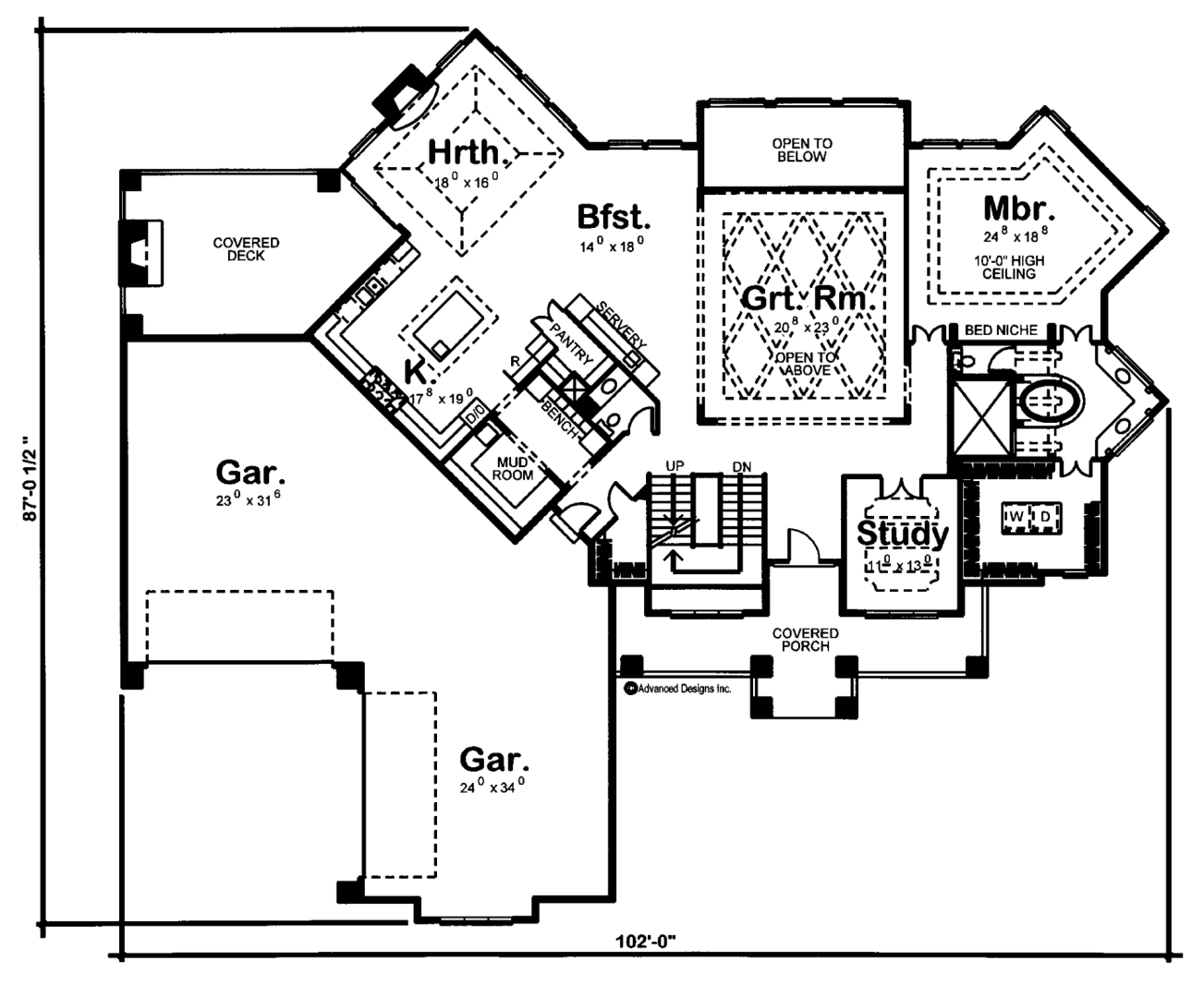 1.5 Story Craftsman House Plan | Ashland Manor