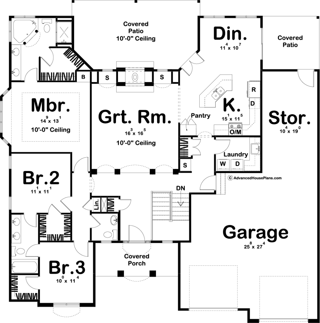 1 Story Traditional House Plan | Halas