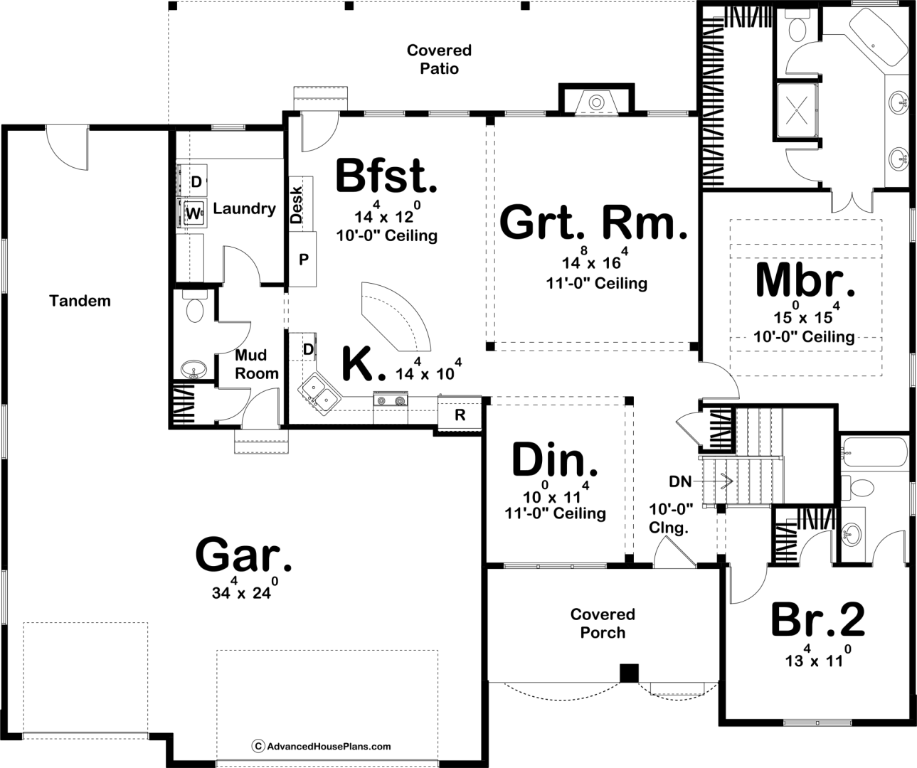 1 Story Traditional House Plan Larkin