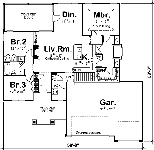 1 Story Traditional House Plan | Picket