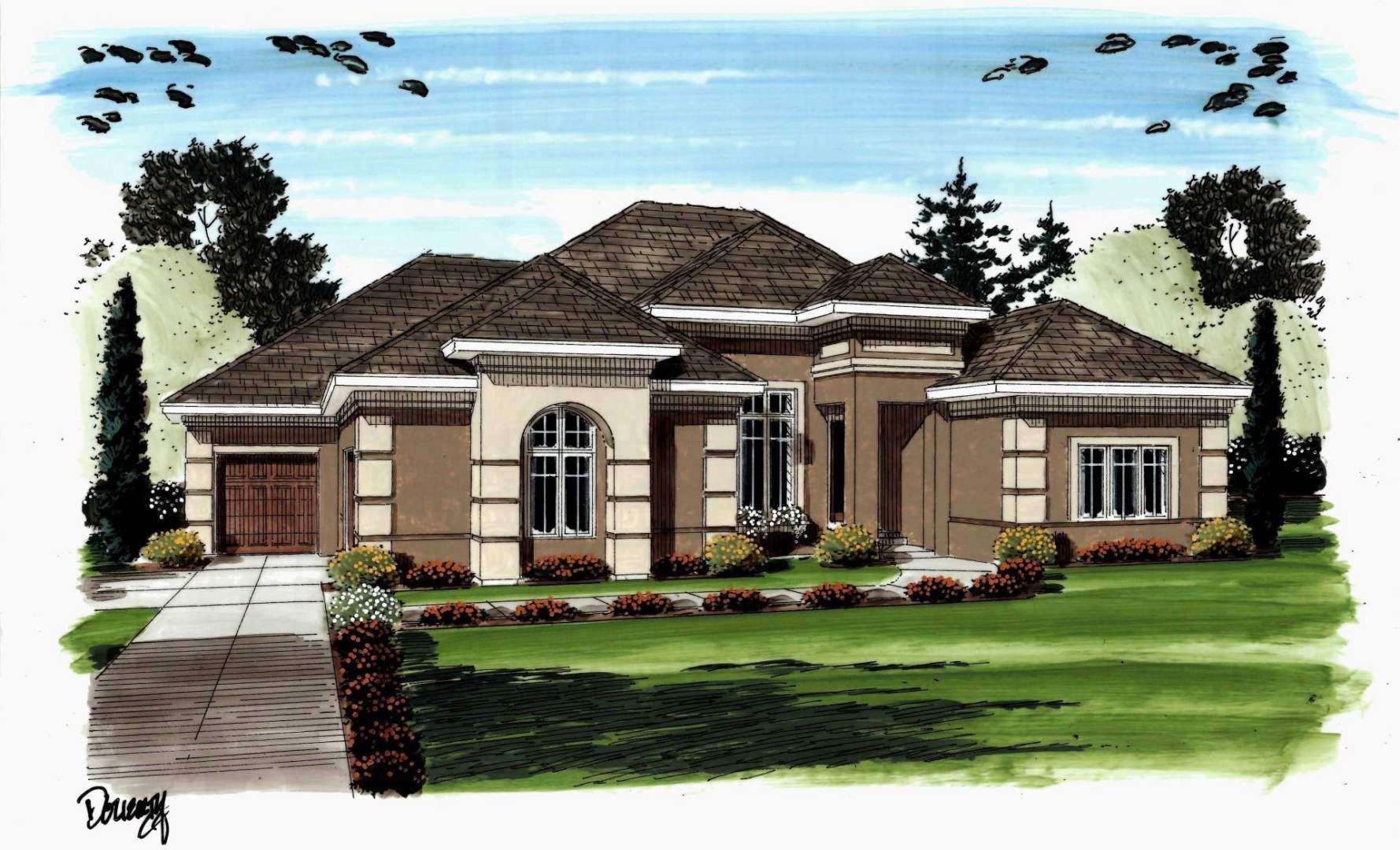 1 Story Mediterranean House Plan Berkeley