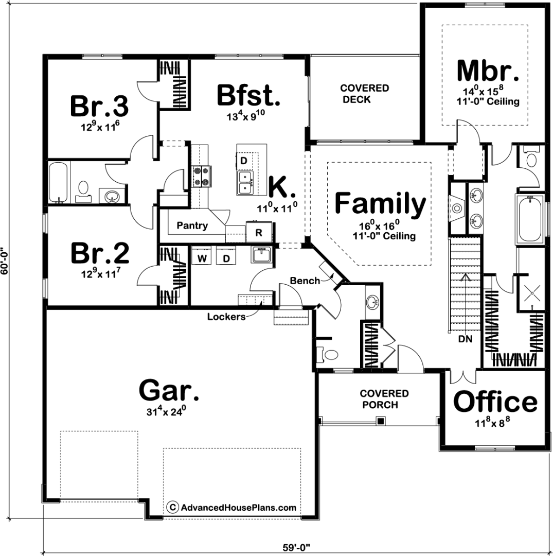 1 Story Craftsman House Plan | Sellhorst