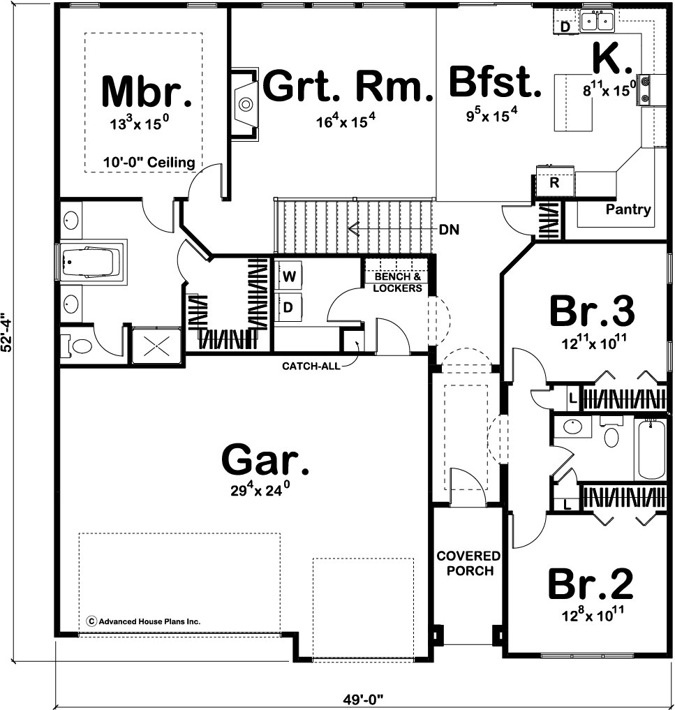 1 Story Craftsman House Plan | Beechwood
