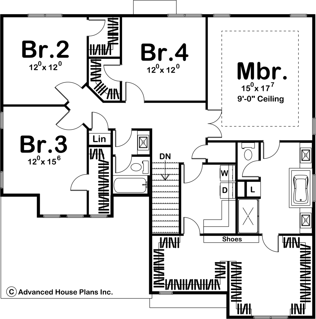 2 Story Traditional House Plan | Paddock
