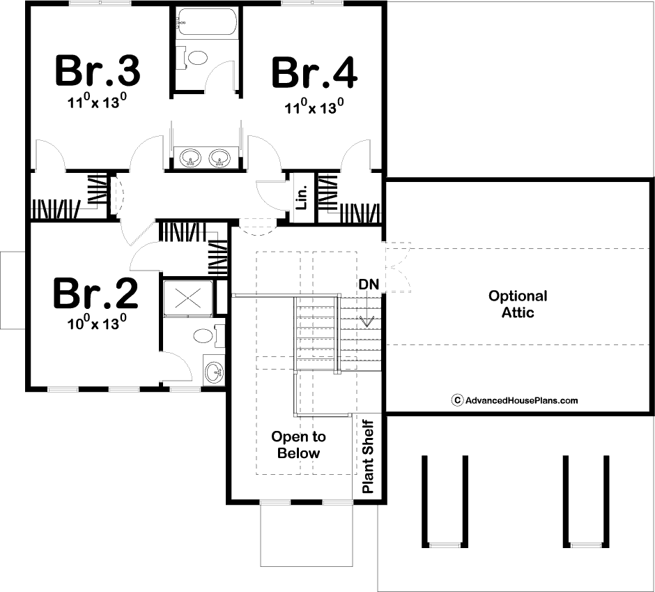 1.5 Story Traditional House Plan | Ashworth
