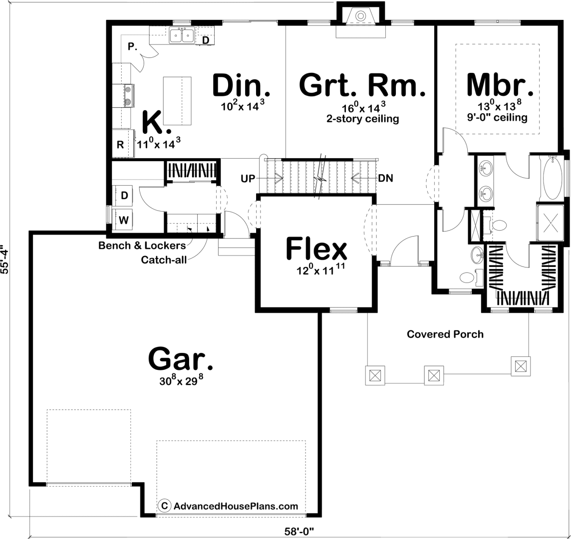 1.5 Story Craftsman House Plan | Fernau