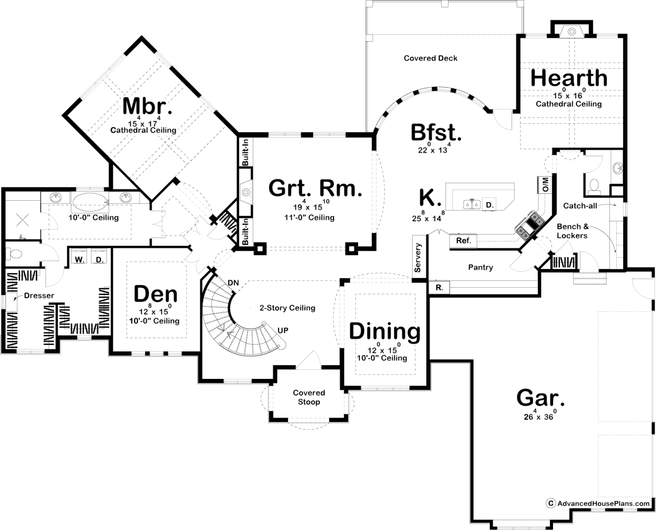 1.5 Story Mediterranean House plans | Mapplewood