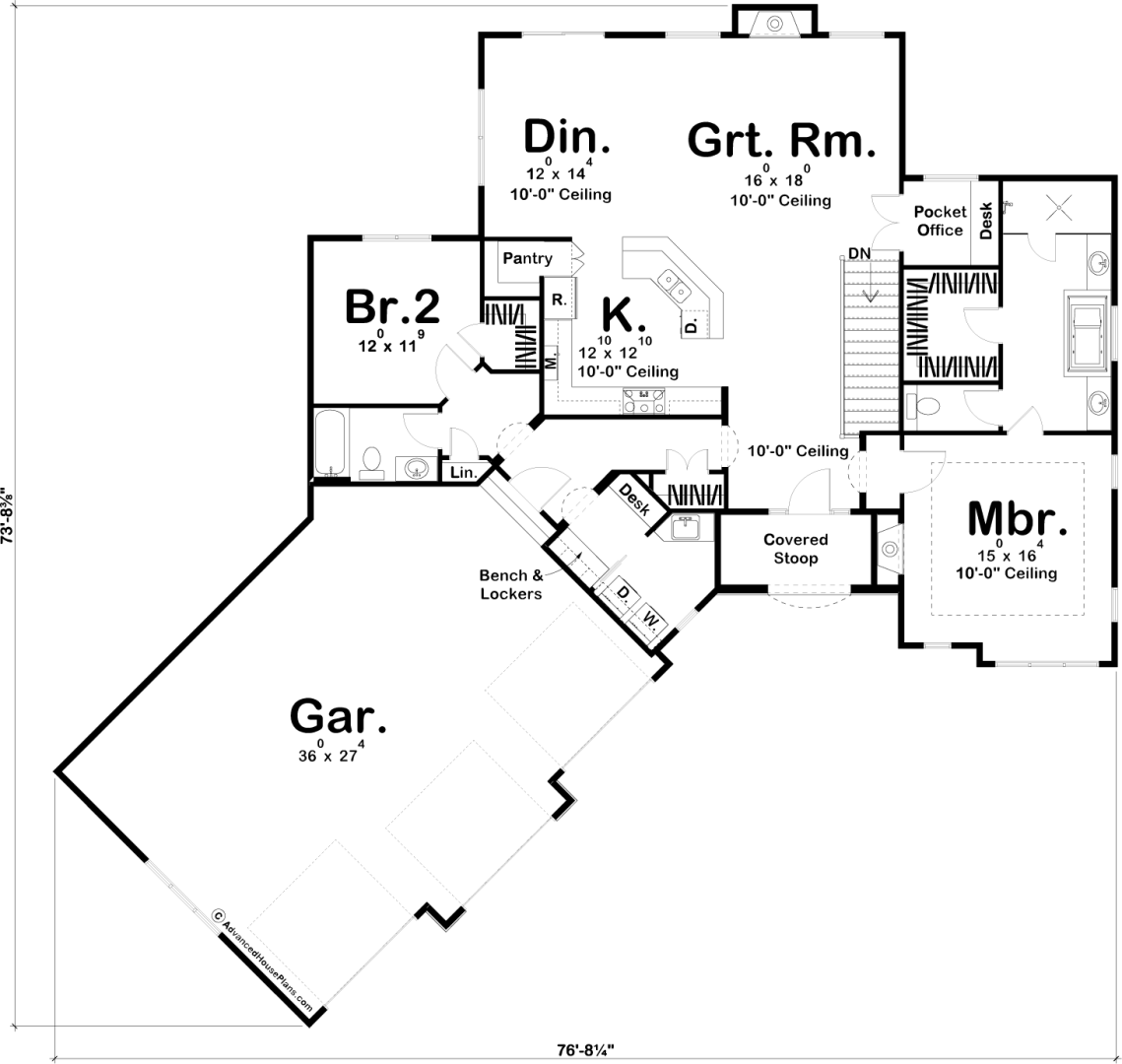 1 Story Craftsman House Plan | Foxborough