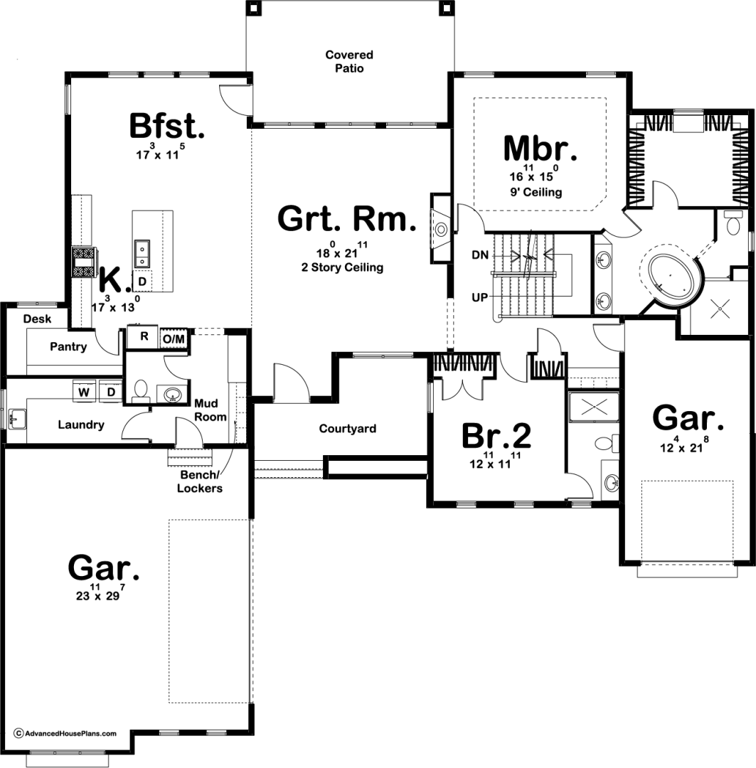 1.5 Story Craftsman House Plan White Rock