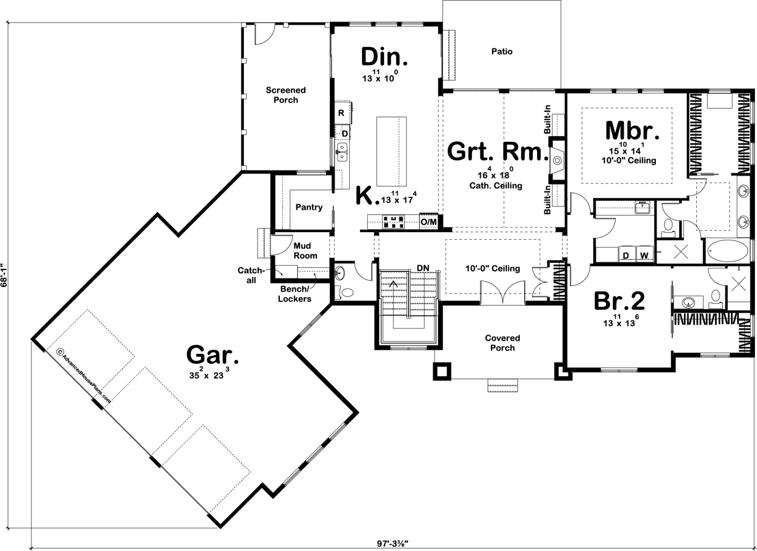 1 Story Craftsman House Plan | Bridgetown