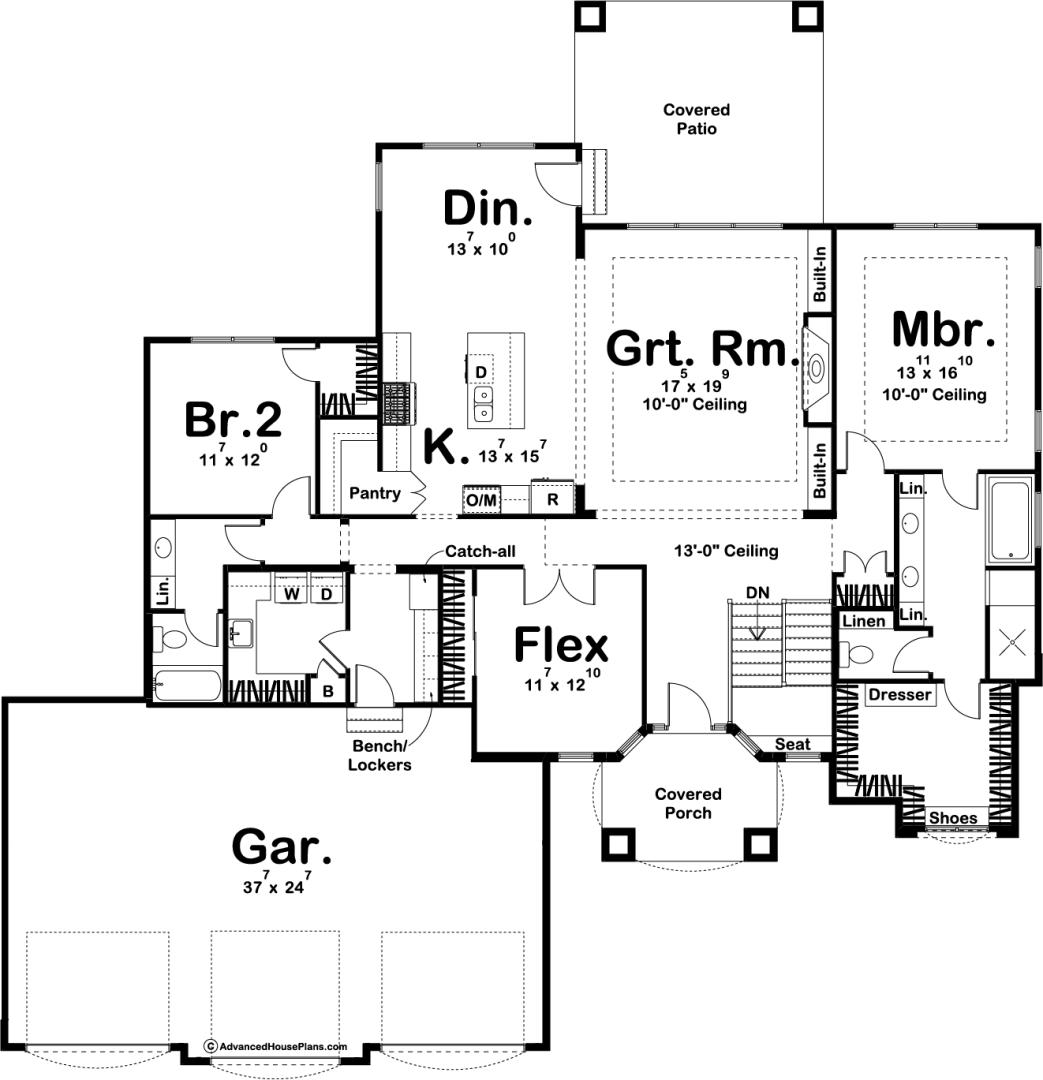 1 Story Mediterranean House Plan | Richmond