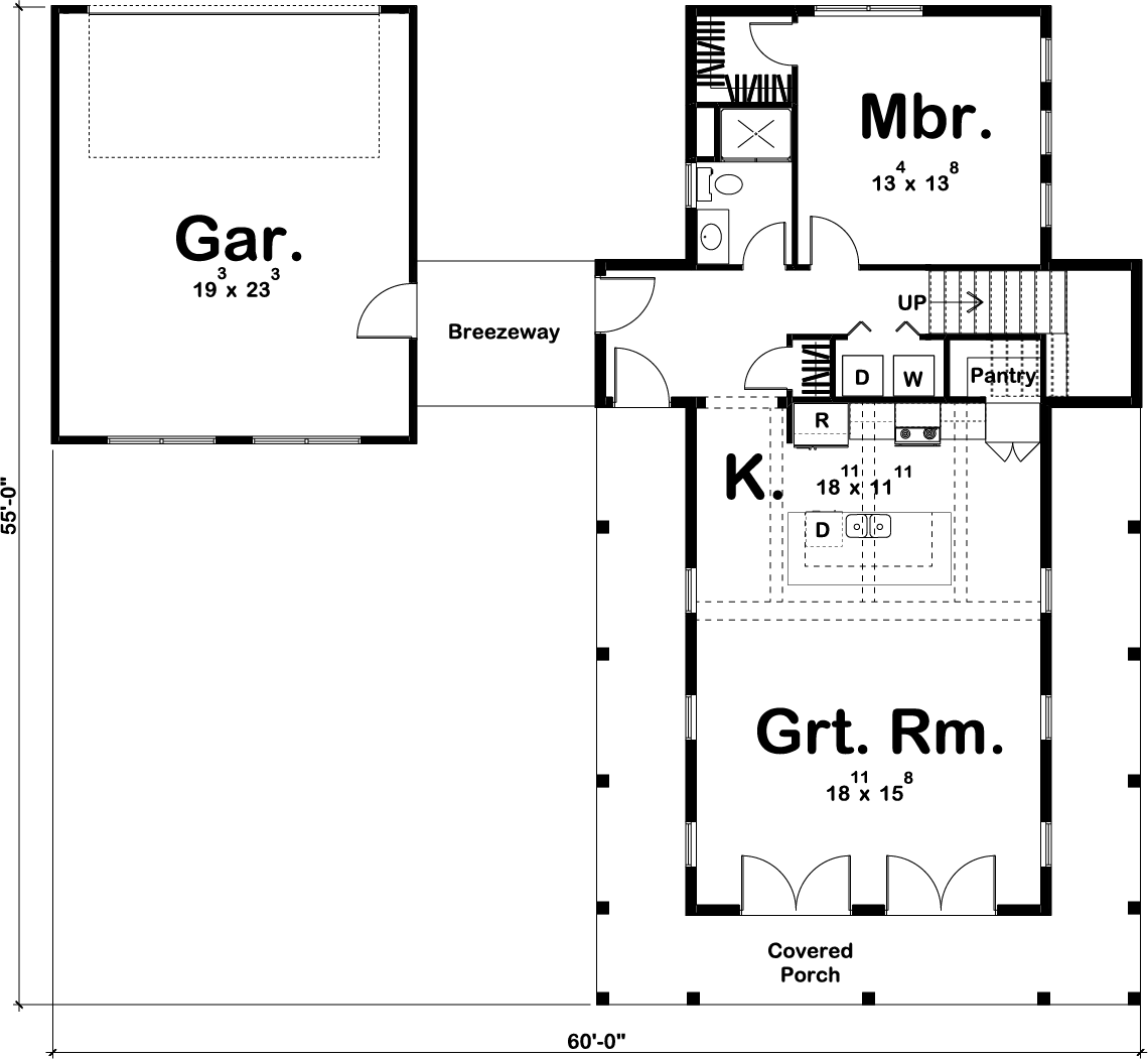 1.5 Story Farmhouse House Plan | Canton
