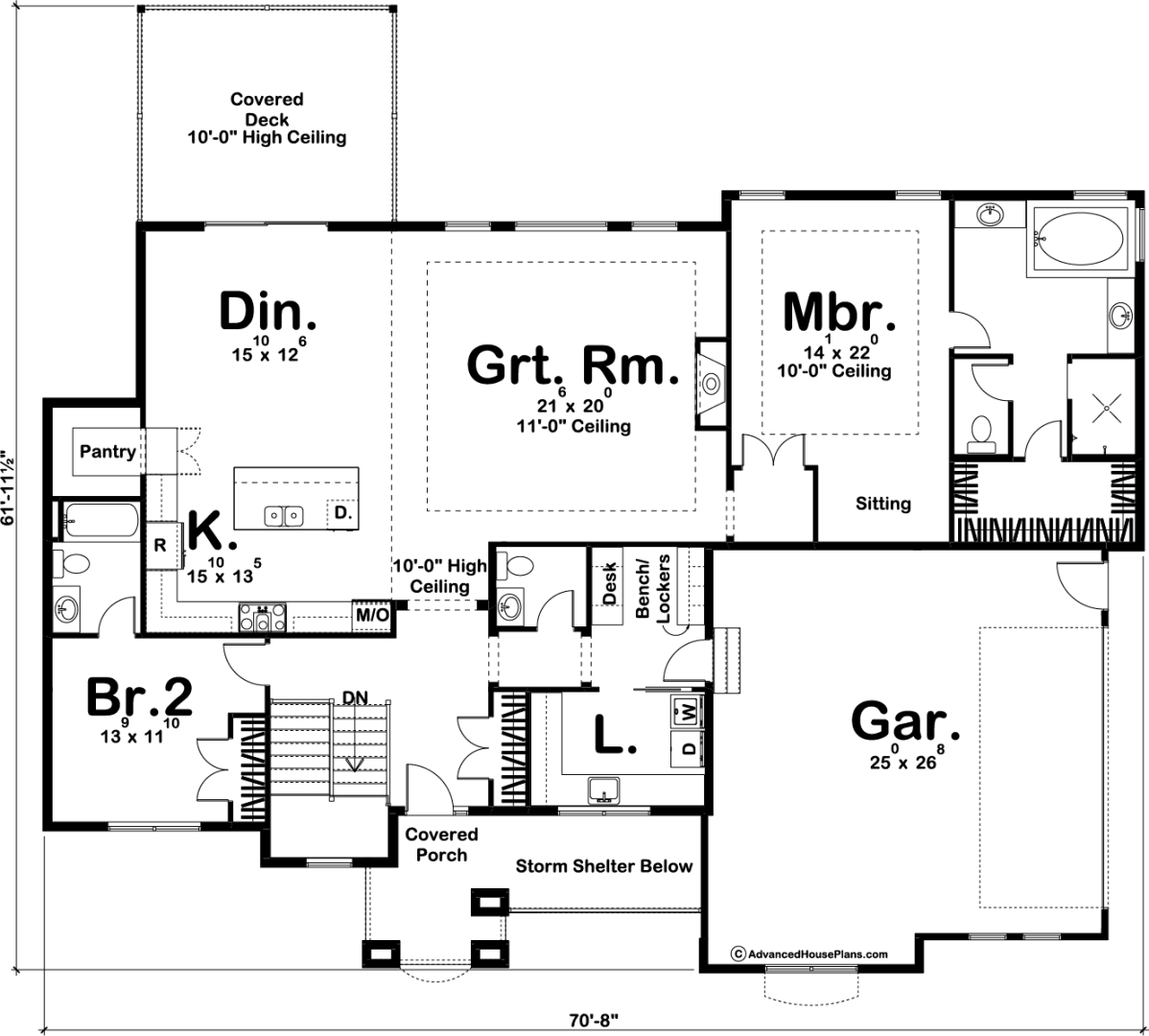 1 Story Craftsman House Plan | Augusta
