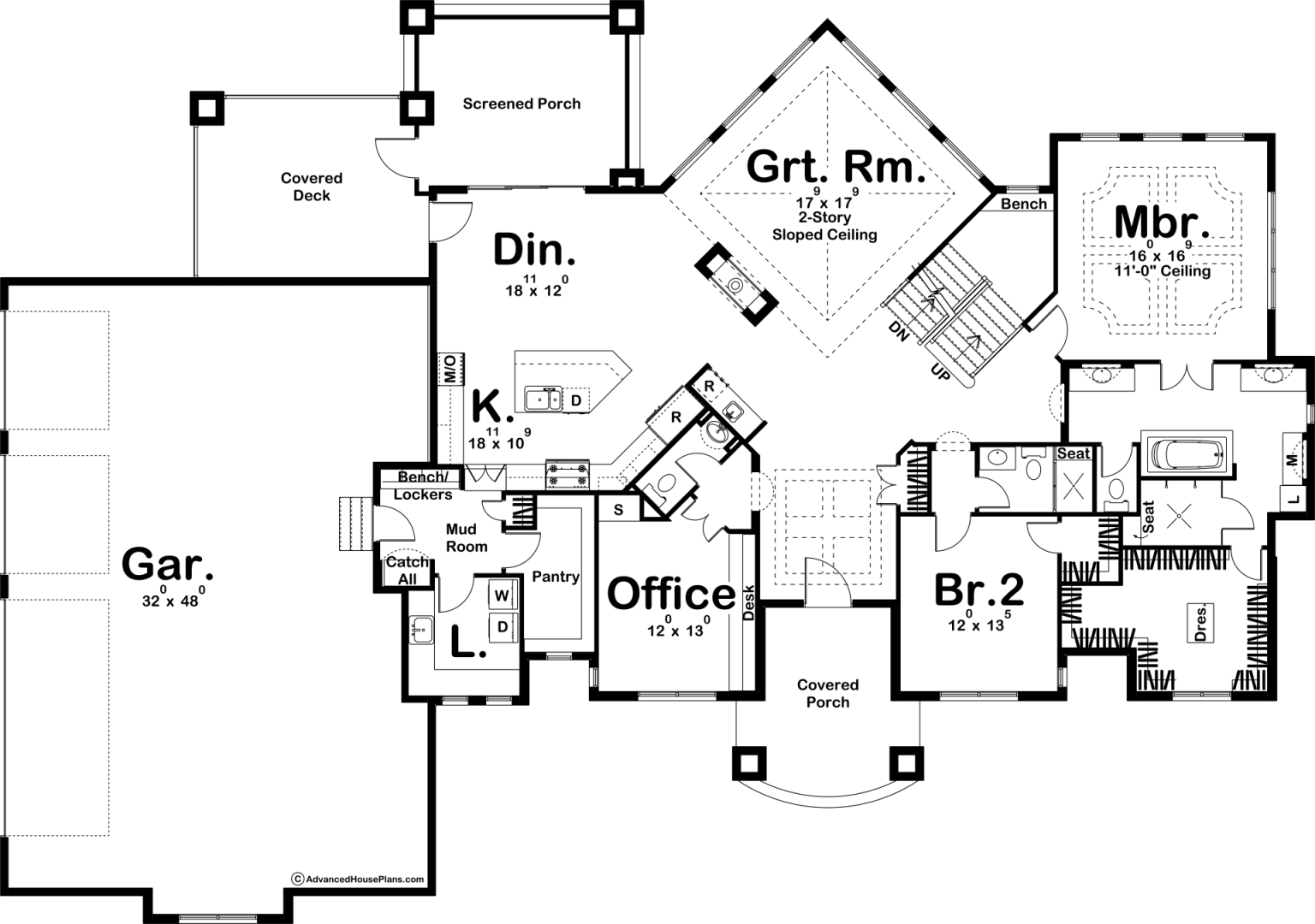 1.5 Story Modern Style House Plan | Harrington