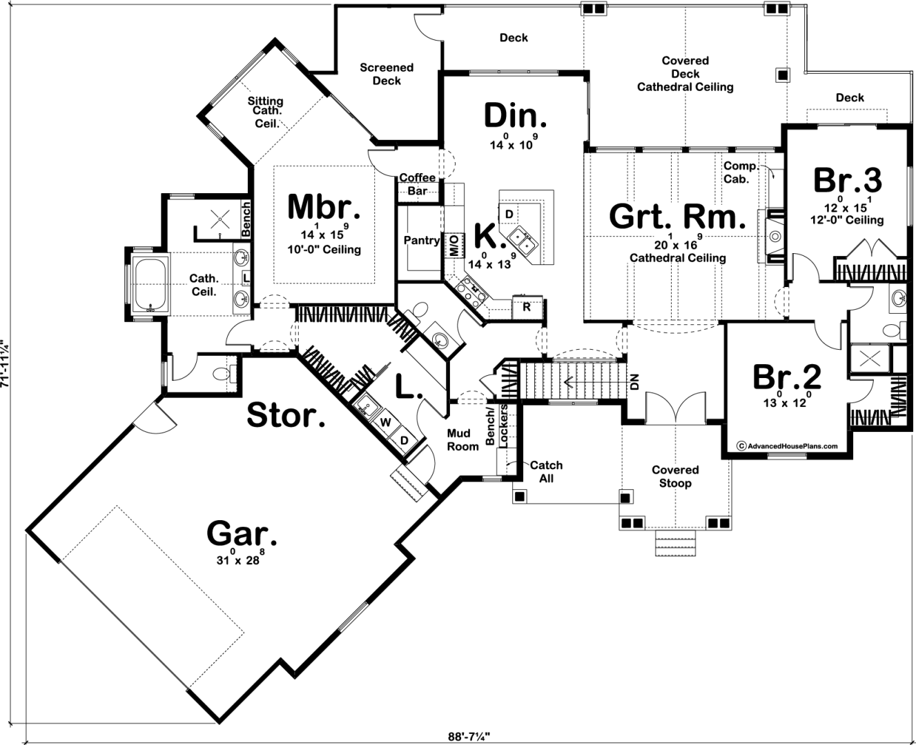 1 Story  Craftsman House Plan  Manchester