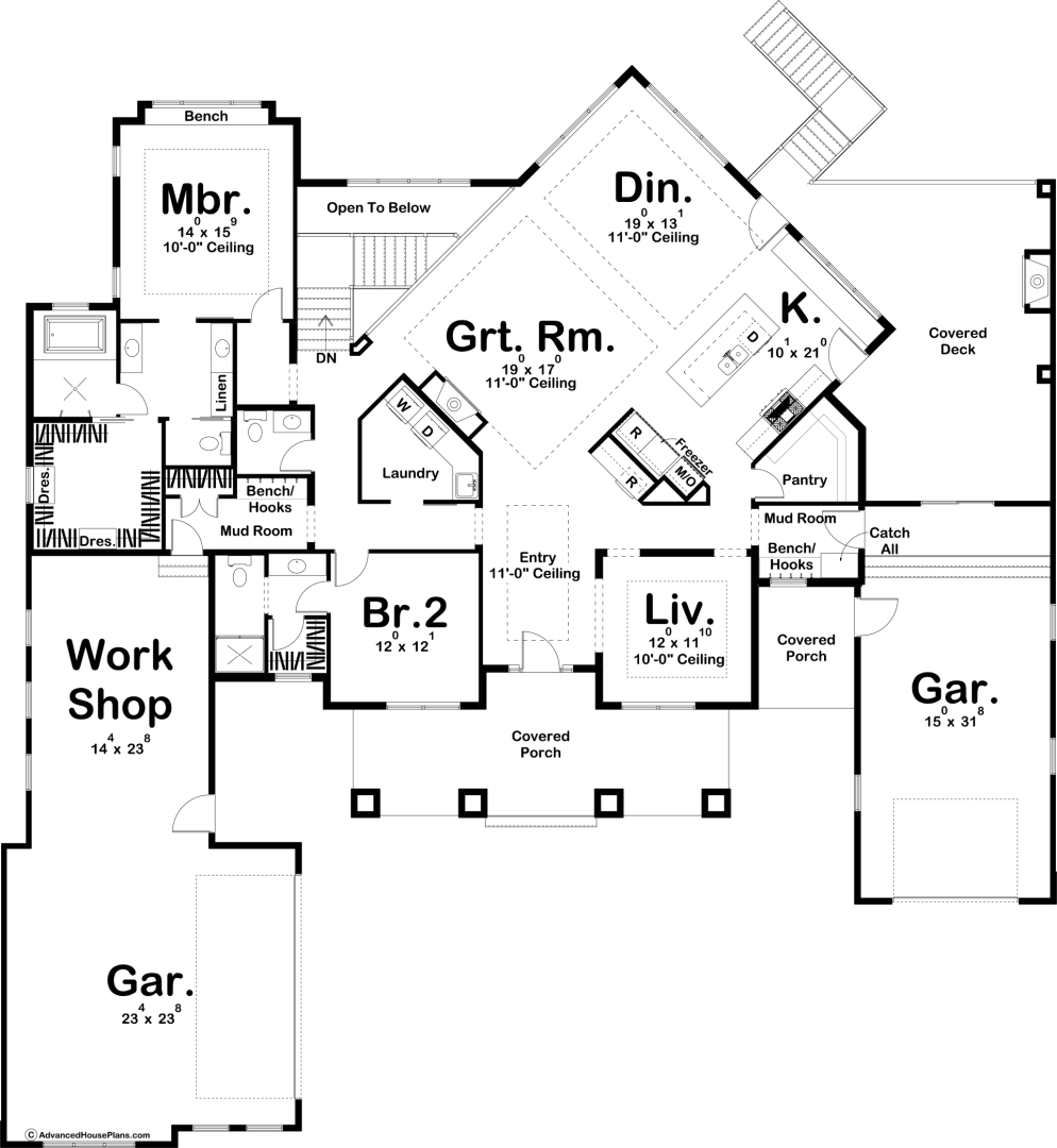 1 Story Cottage House Plan | Prairie Cottage