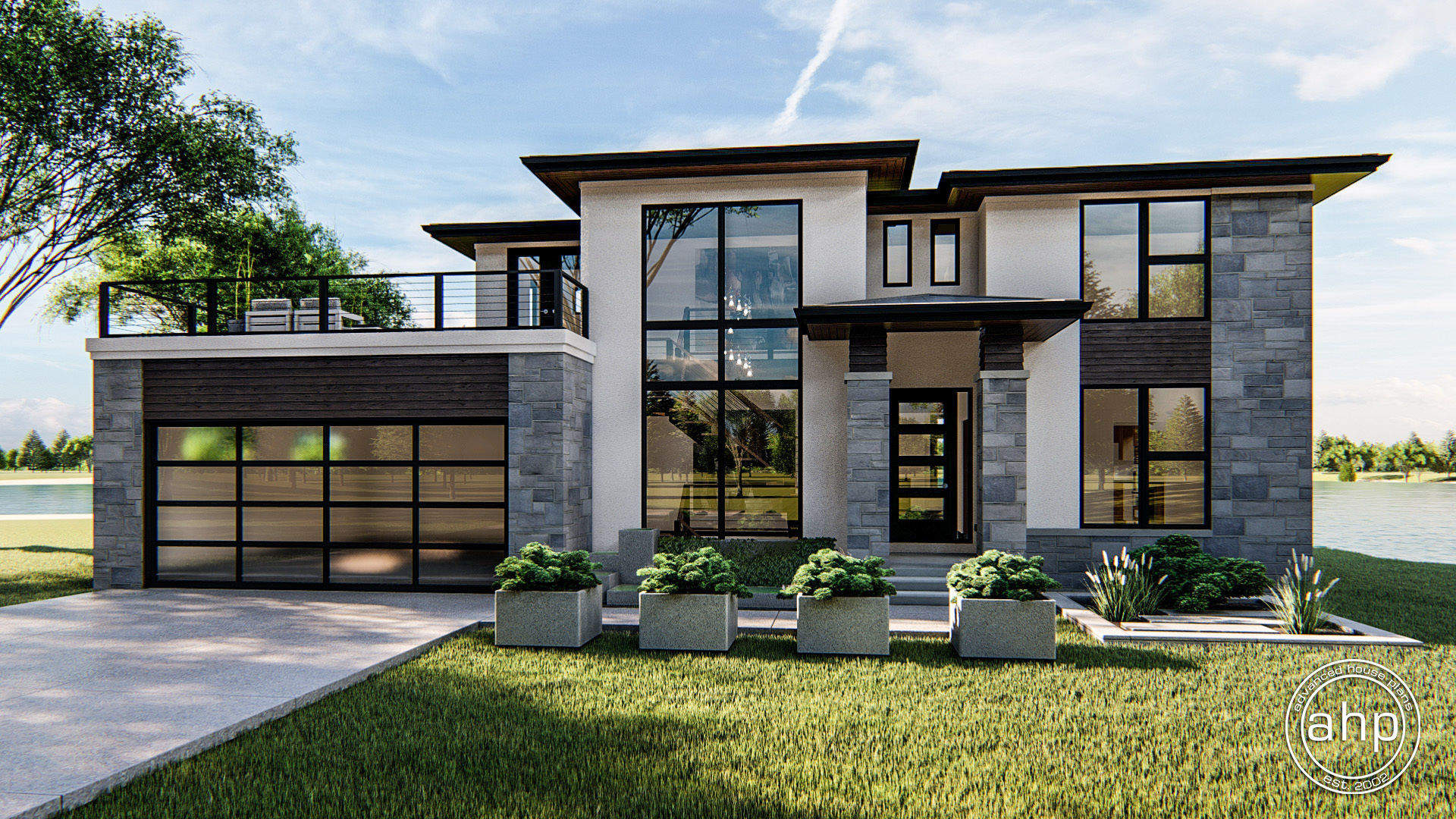 4 Bedroom 1.5 Story Modern Prairie House Plan with Party Dec