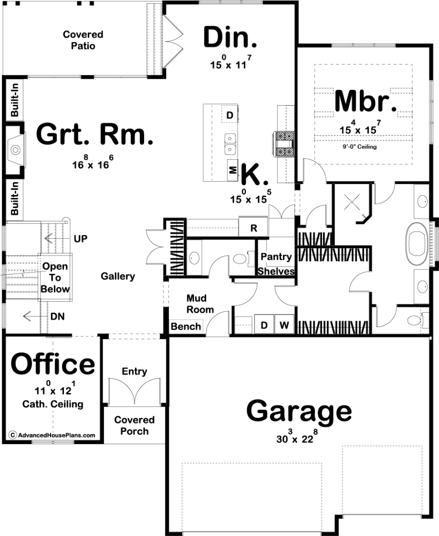 1.5 Story Modern Farmhouse Style House Plan | Grant Park