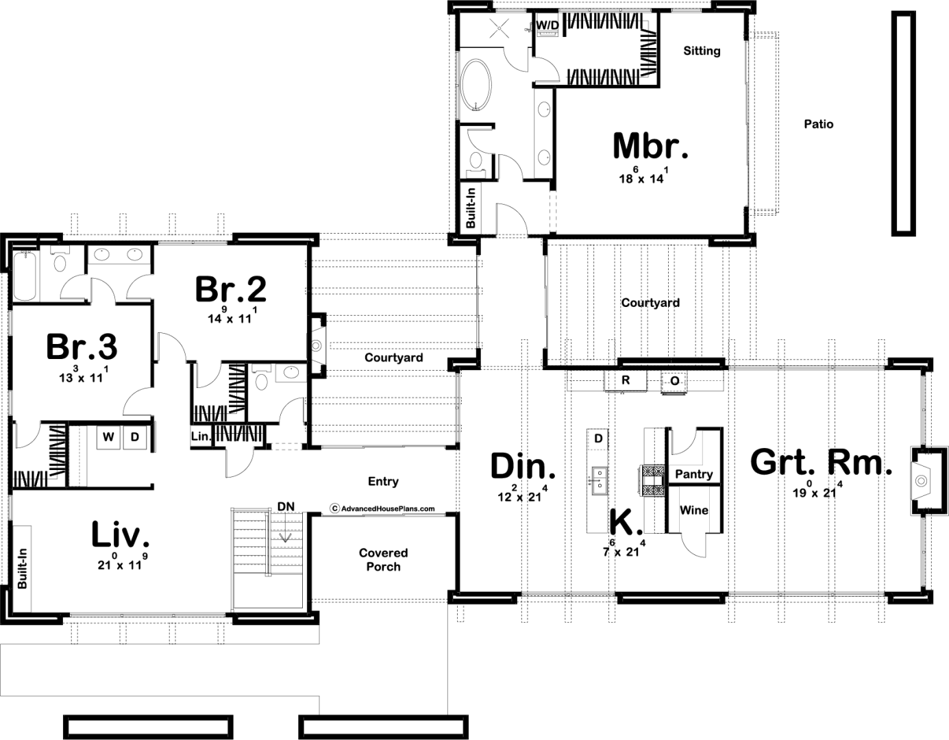 1 Story Modern Mountain House Plan | Long Beach