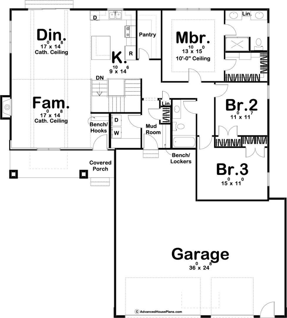 1 Story Craftsman House Plan | Stockport