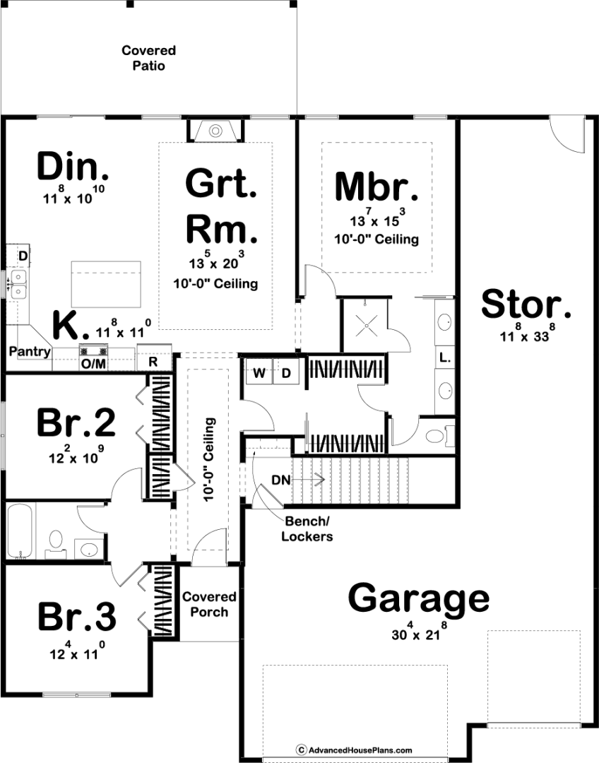 1 Story Cottage Style House Plan | Bordeaux