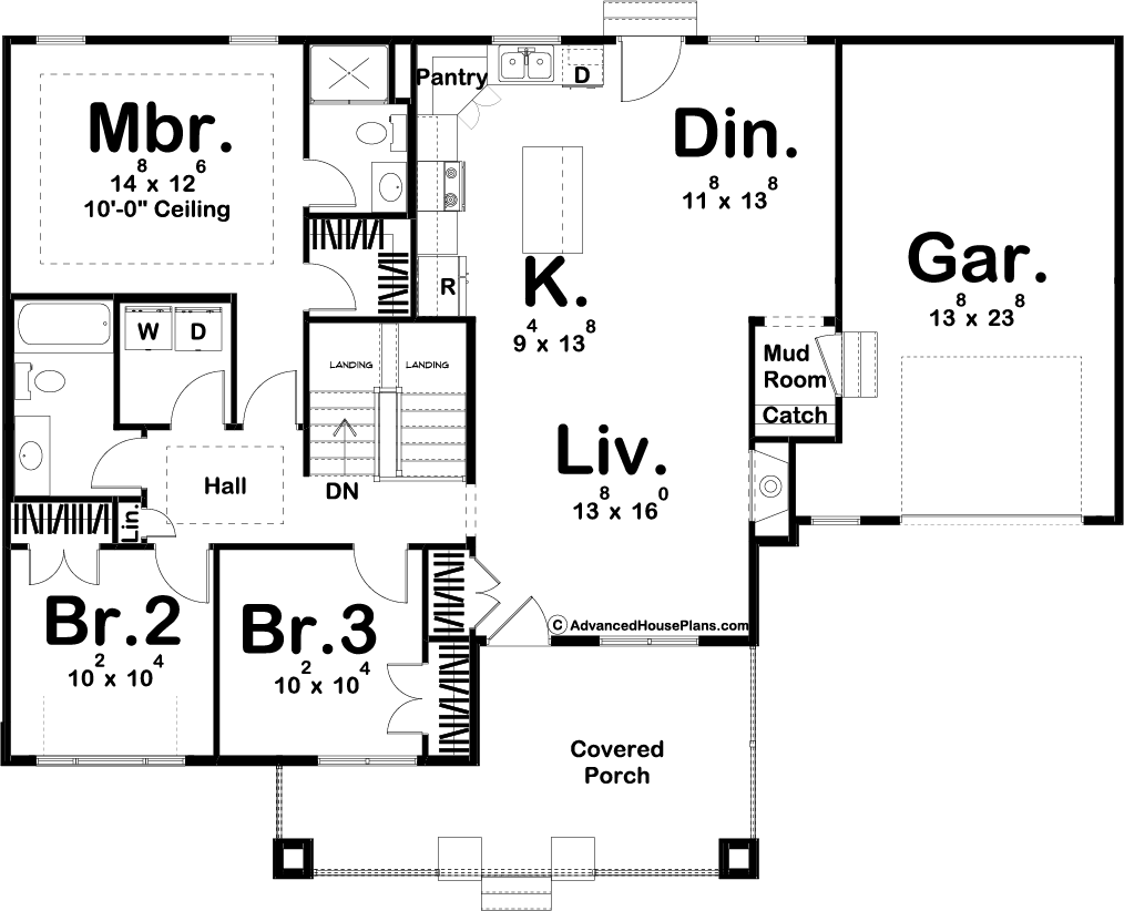 1 Story Modern Cottage Style House Plan | Spaulding