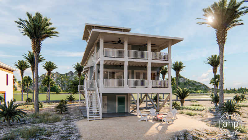 3 Story Coastal Style House Plan, Coastal Living House Plans On Pilings
