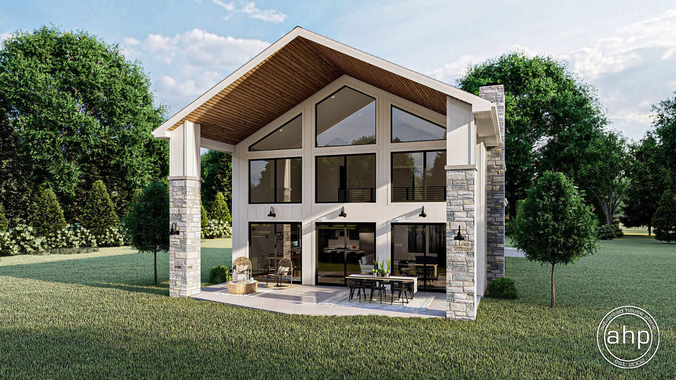 Modern Farmhouse Barndominium Plan With Tall Ceilings And Ov