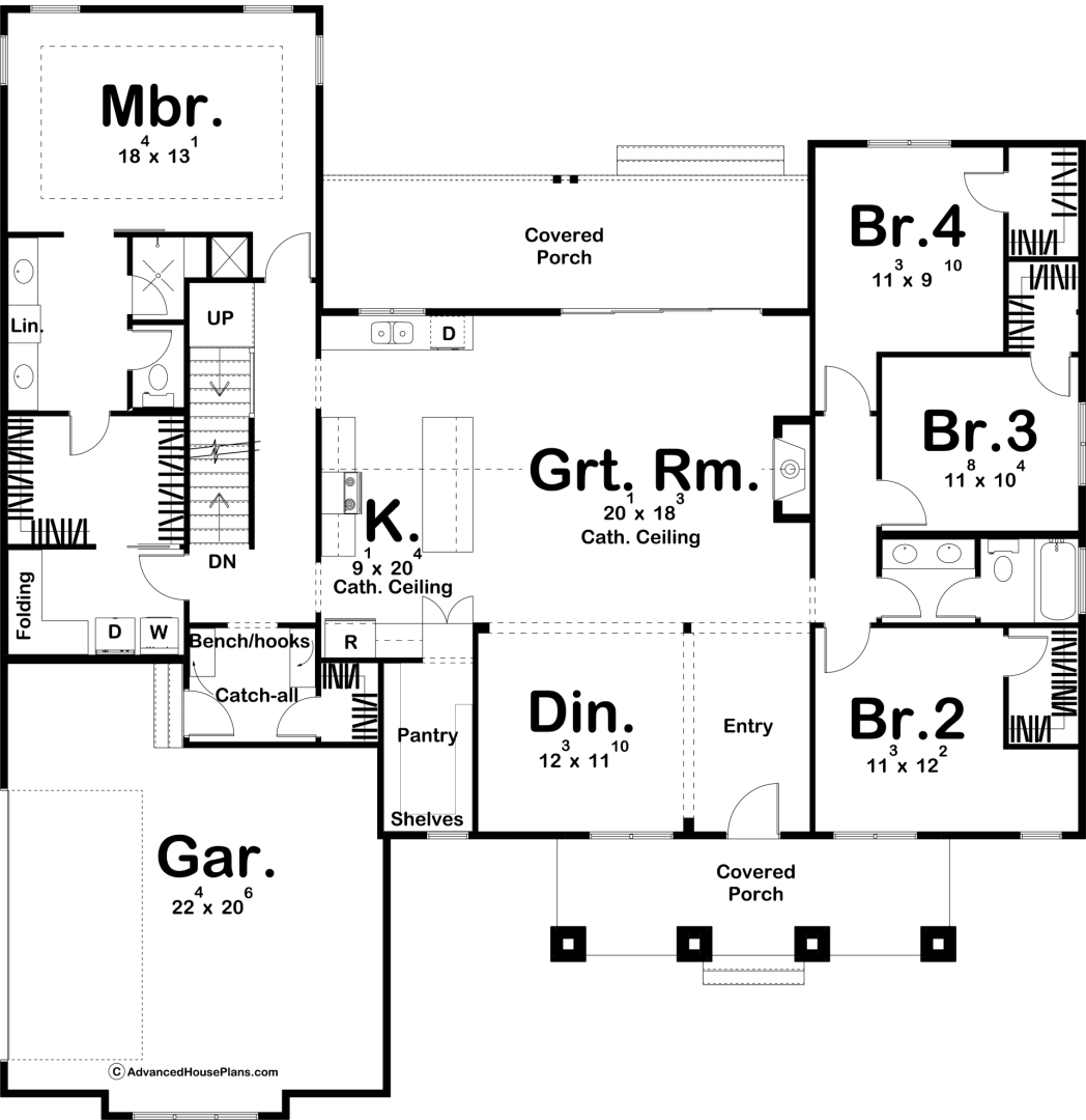 1 Story Modern Farmhouse Style House Plan | Arbor Ridge