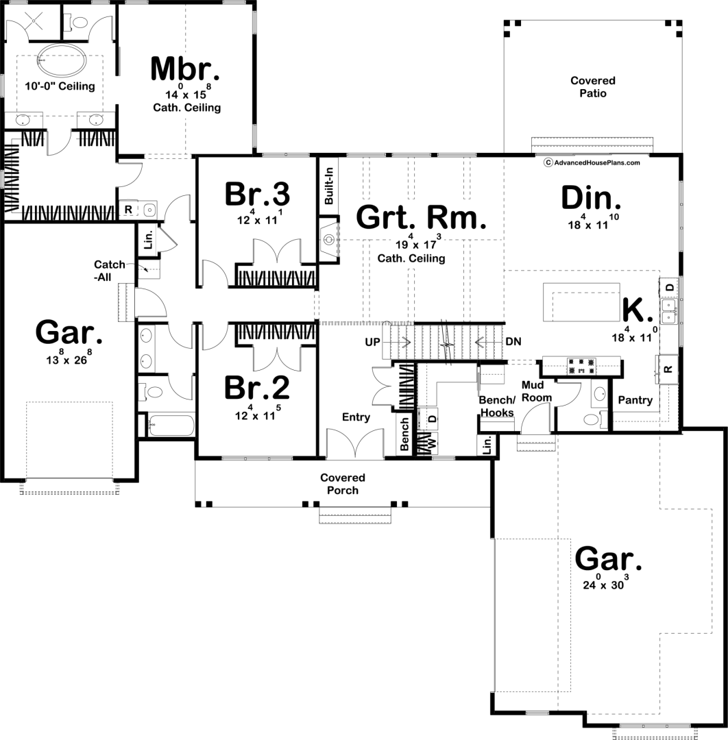 1 Story Modern Farmhouse Style House Plan | Cunningham