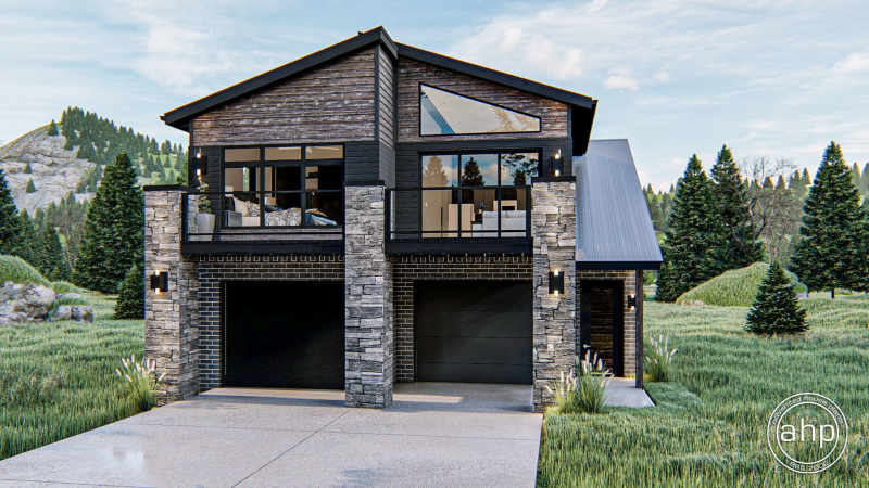Modern Mountain Style Carriage House, 6 Car Garage Carriage House Plans