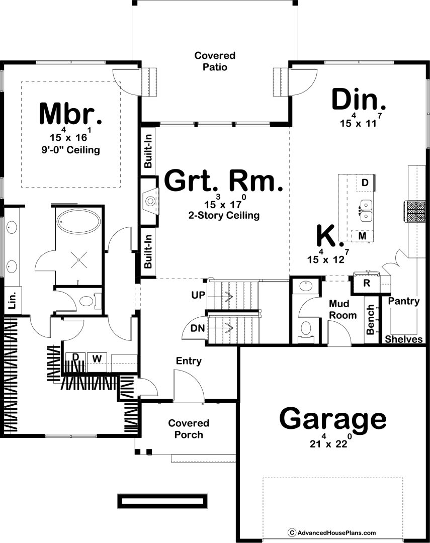 1.5 Story Modern Style House Plan | Modesto Flats