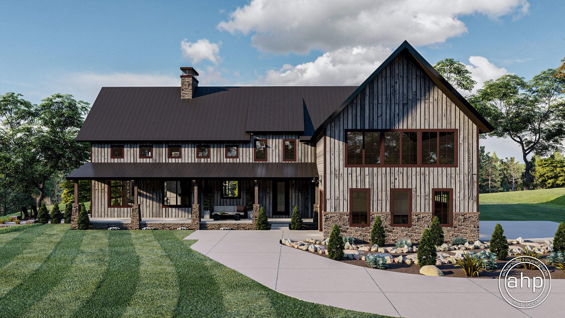 1 5 Story Modern Mountain Barndominium House Plan With 2 Sto