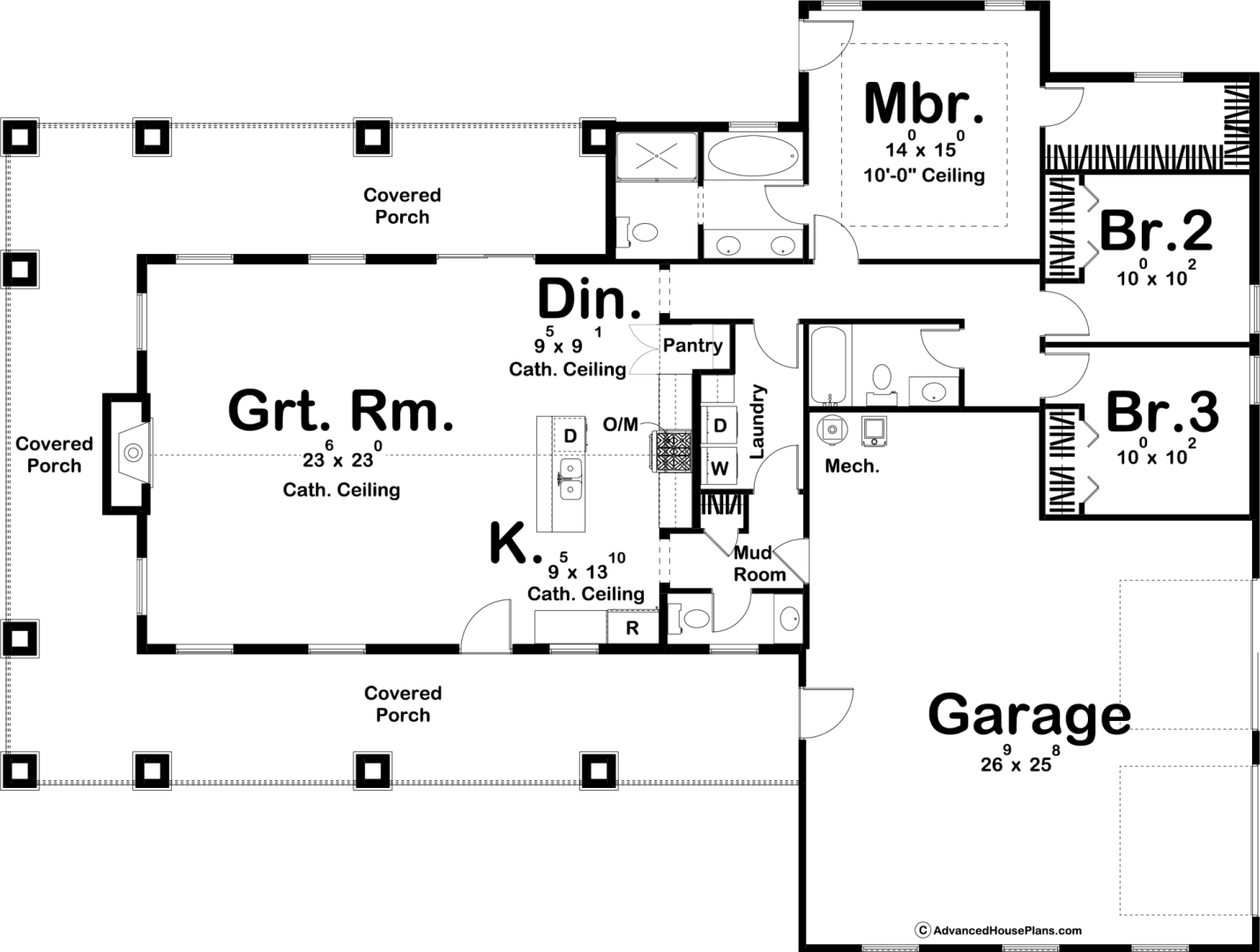 Barndominium House Plan W Wrap Around Porch And Open Floor