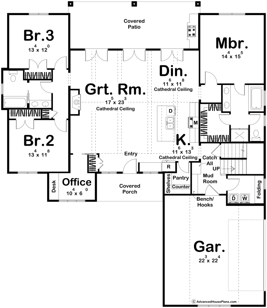 1 Story Modern Farmhouse Style House Plan | Weidenfeld