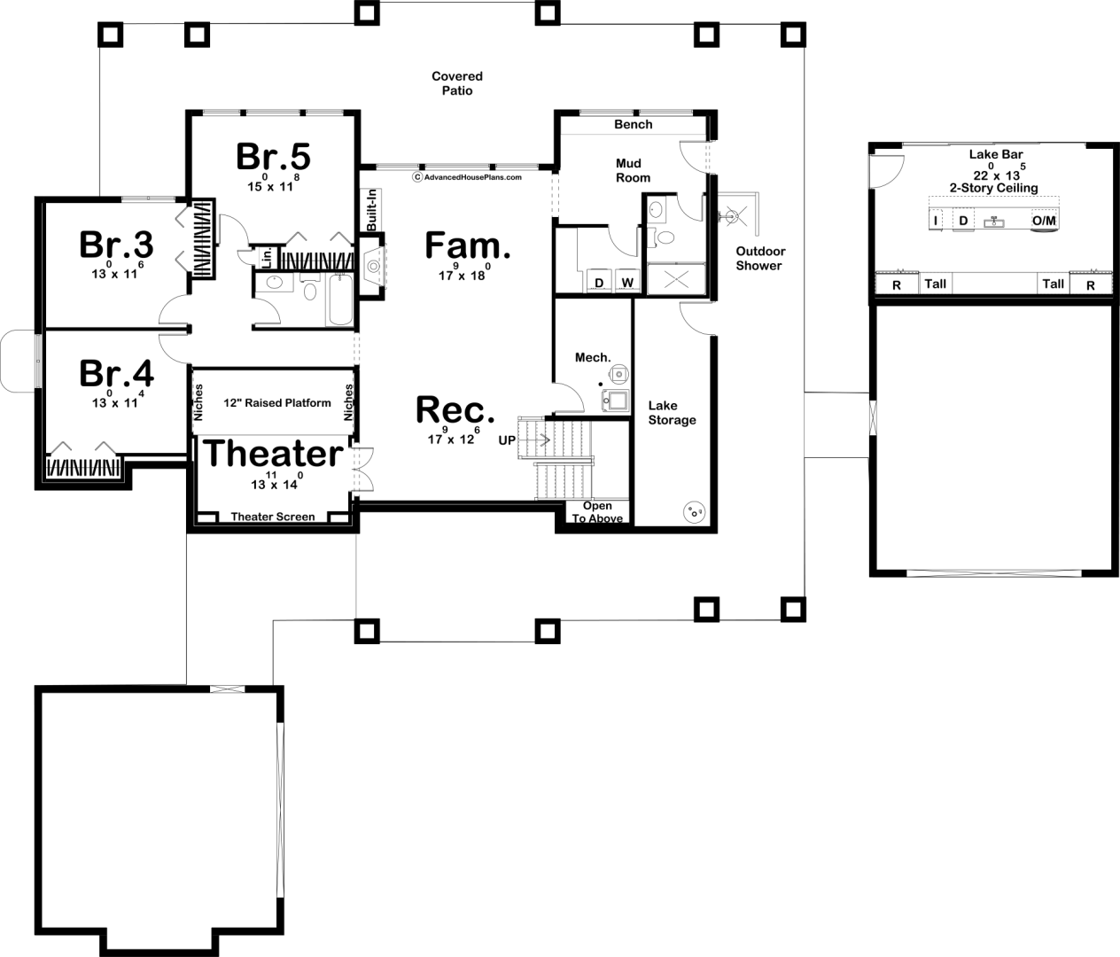 1 Story Cottage Style House Plan | Flat Water