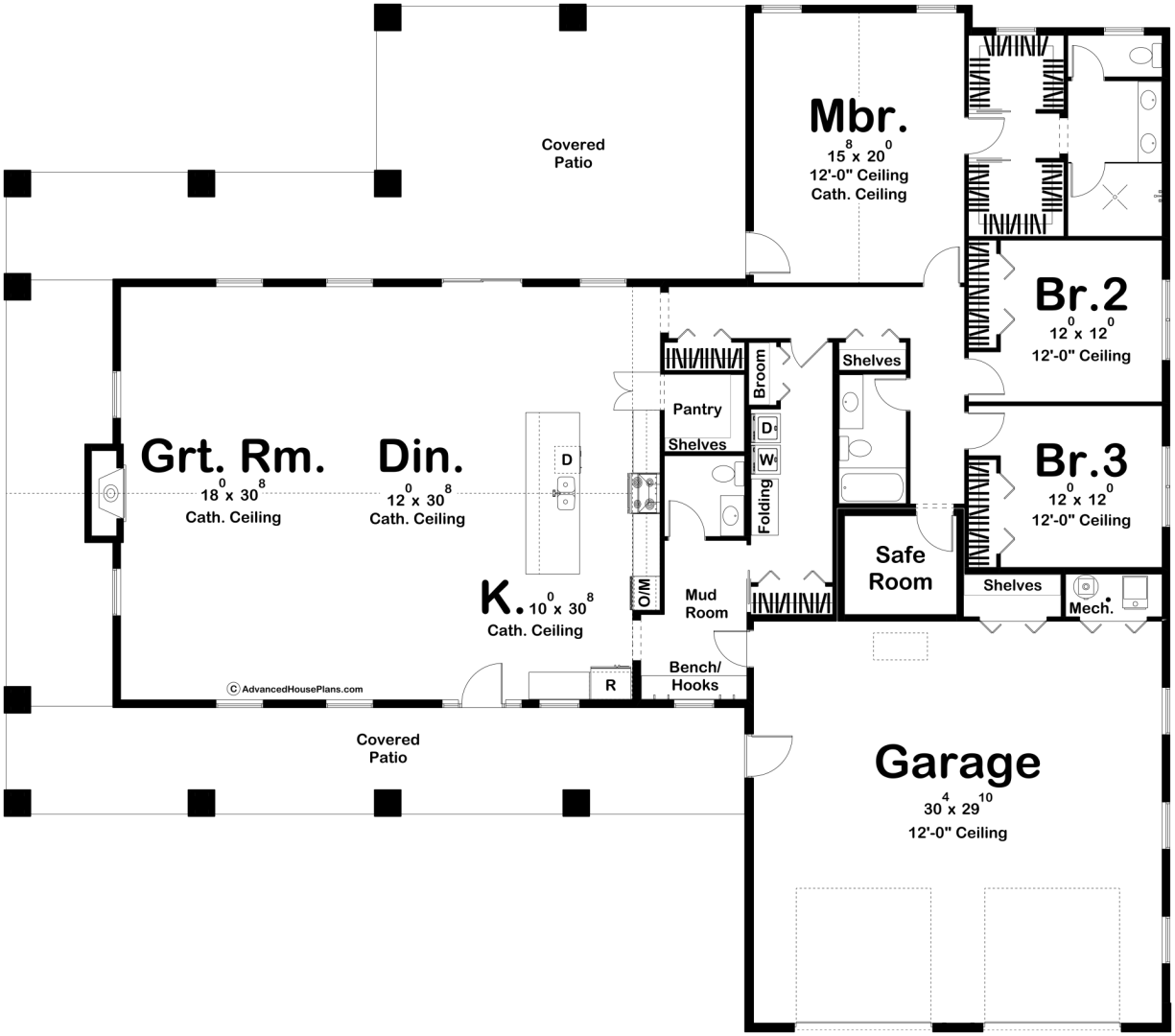 1 Story Barndominium Style House Plan | Hickory Hills
