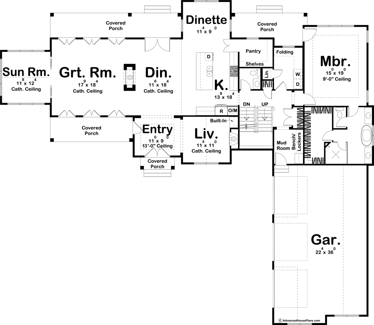 1.5 Story Modern Farmhouse Style House Plan | Hudson