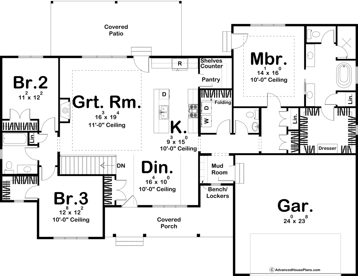1 Story Modern Farmhouse Style House Plan | Dempsey
