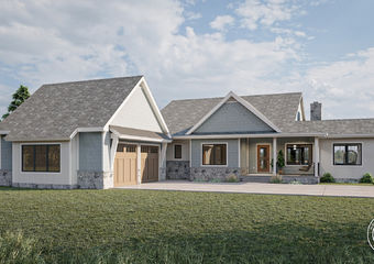 1 Story Modern Farmhouse Lake House Plan | Valley View