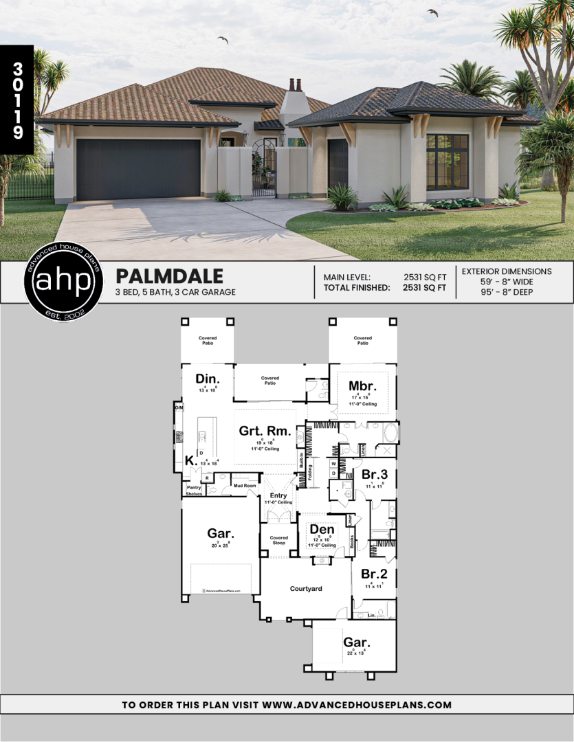1 Story Mediterranean Style House Plan Palmdale