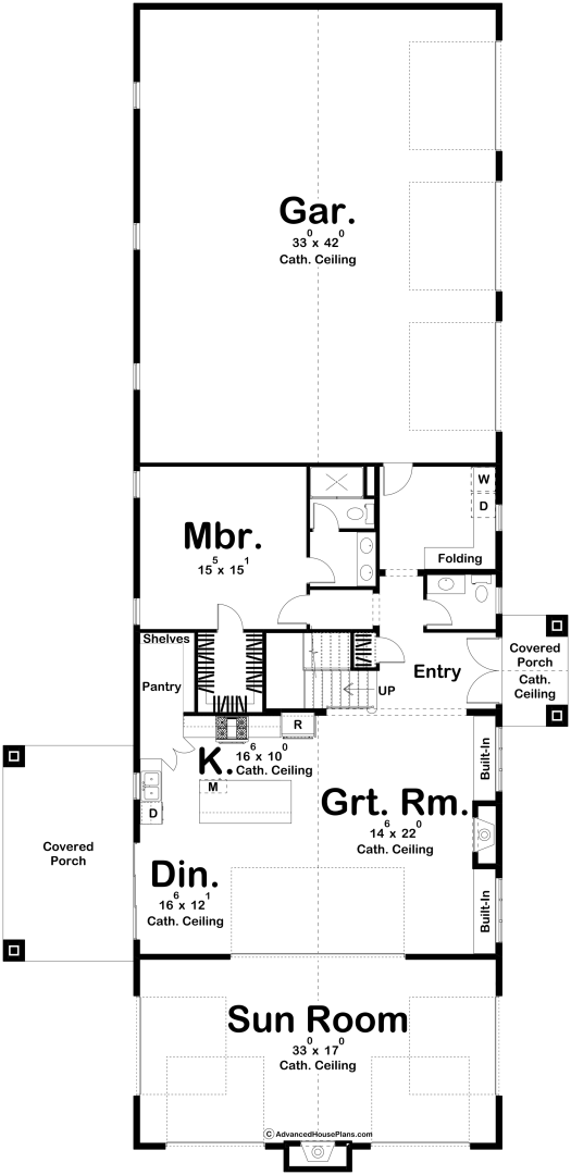 1 5 Story Barndominium Style House Plan, 16 Wide House Plans