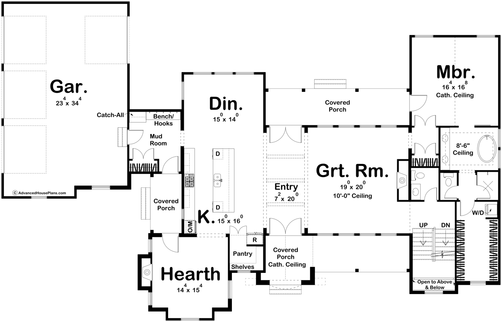 1.5 Story Modern Cottage House Plan w/ Hearth Room and Side Load Garage | Westin Hills