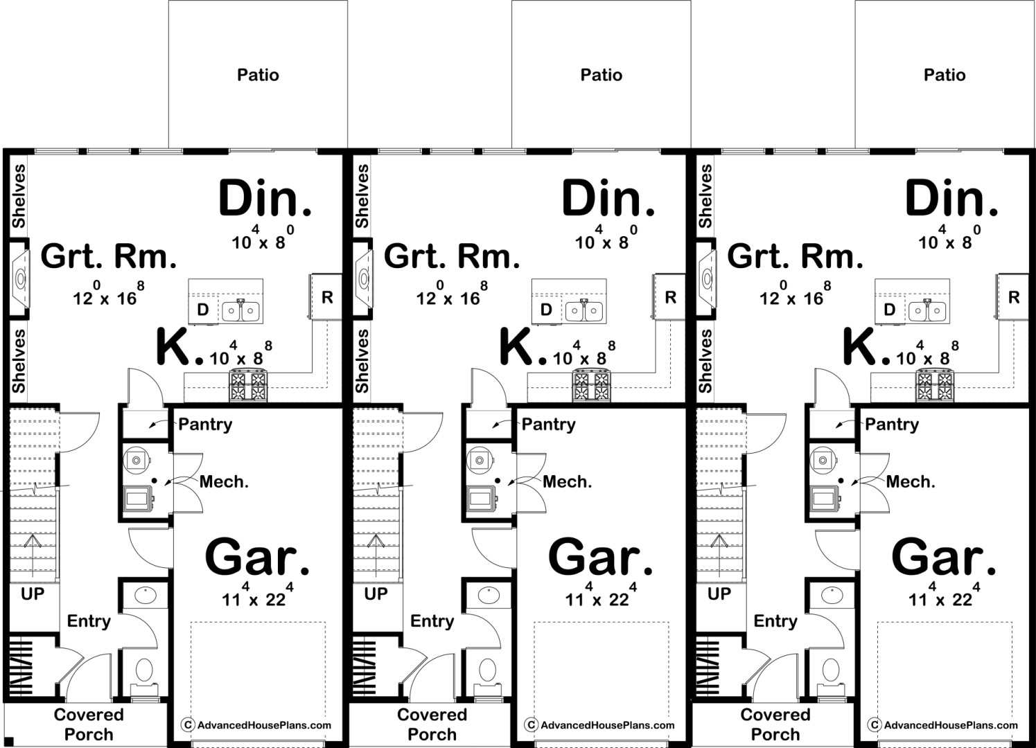2 Story Modern Farmhouse Style Multi-Family House Plan | Watertown
