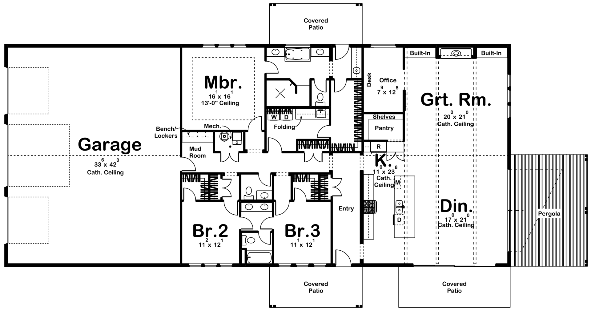 Modern Farmhouse Style Barndominium Plan w/ Oversized Garage and Pergola