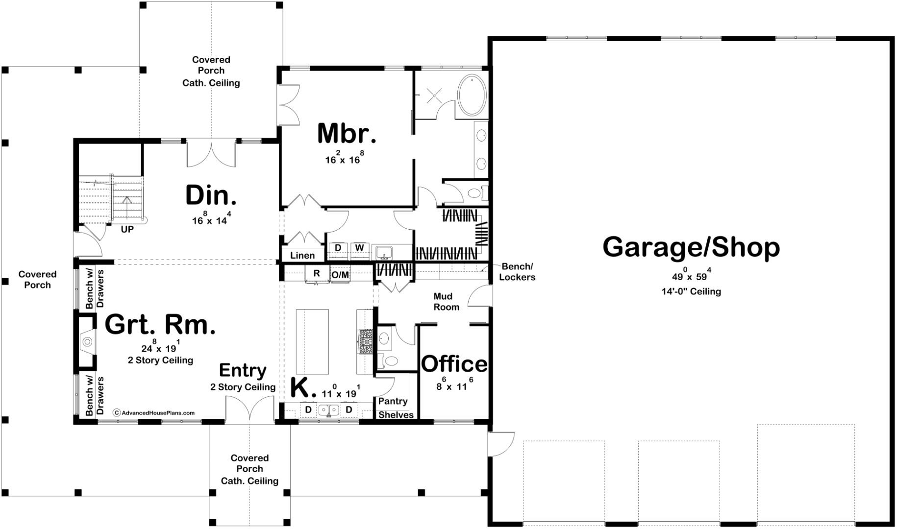 Barndominium House Plan w Oversized RV Garage | Arlington H