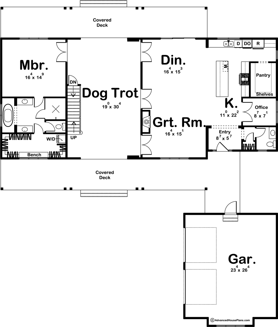 Modern Farmhouse Plan w Dogtrot