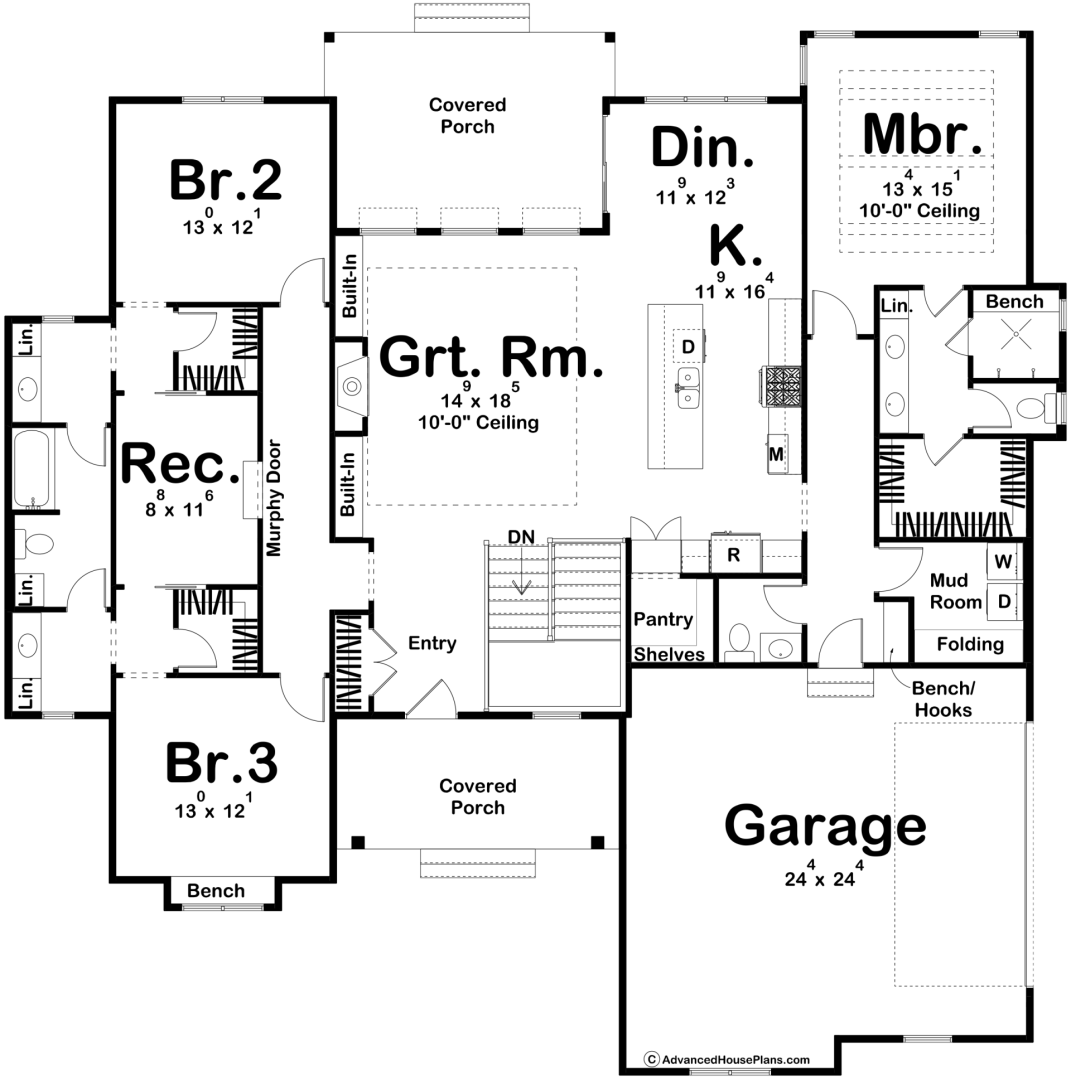 1 Story Modern Cottage Style House Plan | Fullerton