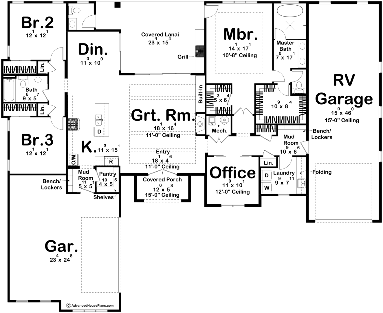 Mediterranean Style House Plan w RV Garage | Altman