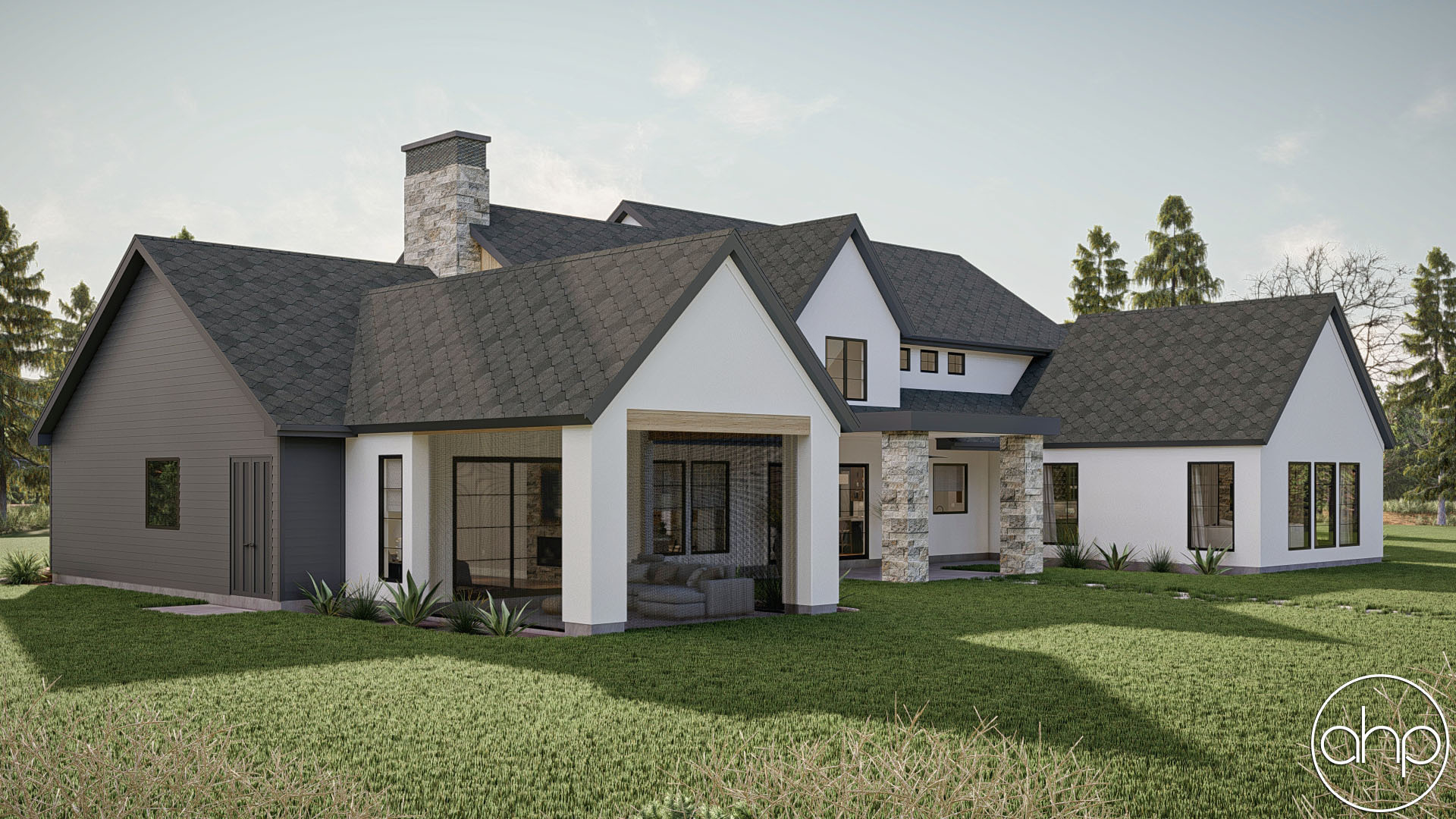 Modern Farmhouse Style House Plan Grandview 2024   30374 Grandview Rear Right 